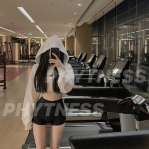 PHYTNESS 【紅薯好評】外套健身外搭不封邊剪裁短款帽衫