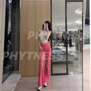 PHYTNESS 交叉腰頭微喇版型運動長褲