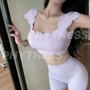 PHYTNESS 歐美設計雲感聚攏花邊運動背心附胸墊