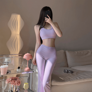 PHYTNESS 螺紋運動美背背心女外穿帶胸墊防震防下垂瑜伽上衣