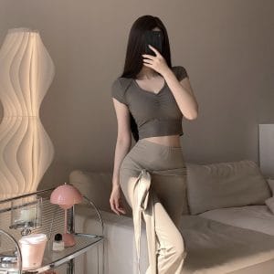 PHYTNESS 裸感剛高腰綁帶螺紋微喇提臀瑜伽長褲